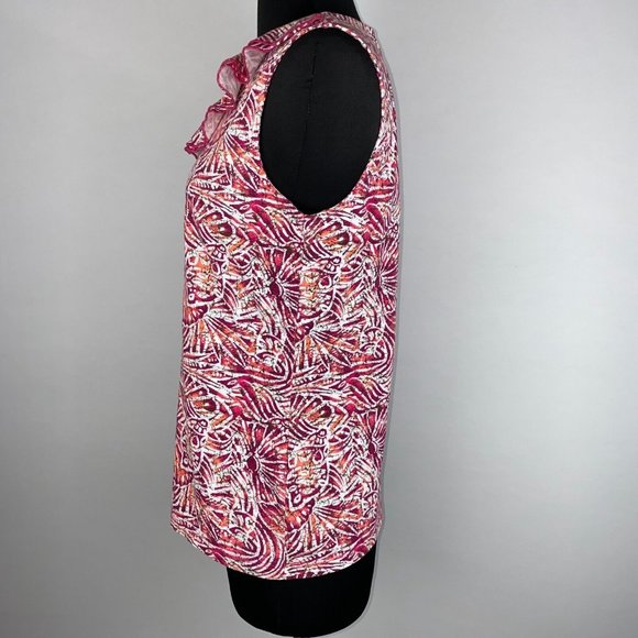 Christopher & Banks Tank Top Women's S Seashell Print Ruffle Neckline Vacation - Picture 6 of 12